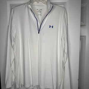 Under Armour White and Blue Quarter-Zip Top
